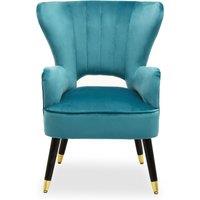 Orsina Green Velvet Armchair, Accent Chair With Gold Finish Rubberwood Legs, Modern Design Highback Chair