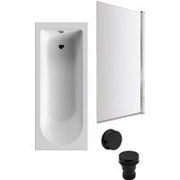 Balterley Round 1700x700 Bath Set - Leg Set, Chrome Screen & Black Waste in White