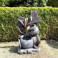 Primrose Constancia Cascading Bowls & Hose Water Feature With Lights 65cm in Brown