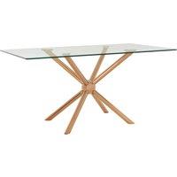 Orsina Distinctive Rectangular Rose Gold Dining Table, Contemporary Kitchen Table For Breakfast, Lunch, Dinner