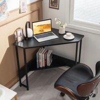 Costway Corner Desk Triangle Computer Desk Laptop Desk w/ Power Outlet in Black