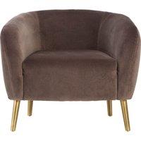 Orsina Luxurious Grey Velvet Round Chair, Velvet Upholstered Mid Century Armchair, Metal Legs Comfortable Armchair