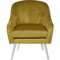 Orsina Modern Mustard Velvet Armchair For Living Rooms, Elegant Curve Pleated Lounge Chair, Decent Dining Chair in Yellow