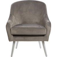Orsina Modern Mustard Velvet Armchair For Living Rooms, Elegant Curve Pleated Lounge Chair, Decent Dining Chair in Grey