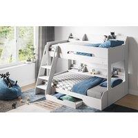 Flair Flick Triple Bunk Bed with Storage in White | Size: Single