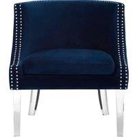Orsina Modern Black Curved Chair, Mid Century Design Comfortable Armchair, Velvet Upholstered Modern Armchair in Blue