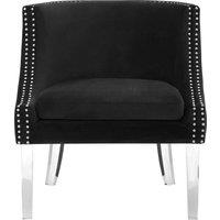 Modern Black Curved Chair, Mid Century Design Comfortable Armchair, Velvet Upholstered Modern Armchair