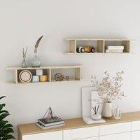 Berkfield Home Wall Shelf 2 pcs Sonoma Oak 105x18x20 cm Engineered Wood in Brown | Size: 105 x 18 x 20 cm