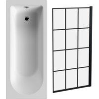 Balterley Round 1700x700 Bath Set - Leg Set & Black Square Screen in White