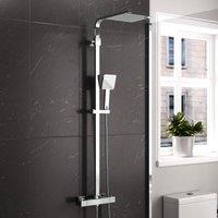Nes Home Modern Square Exposed Thermostatic Mixer Shower Set Shower Head & Handheld in Silver