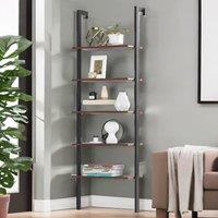 Rafaelo Mobilia 5 Tier Wall Mounted Storage Ladder Shelf For Living Room in Brown