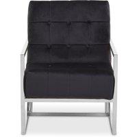 Black Velvet Arm Chair, Comfortable Armchair with Button tufting, Velvet Upholstery Lounge Chair for Home
