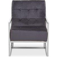 Orsina Black Velvet Arm Chair, Comfortable Armchair with Button tufting, Velvet Upholstery Lounge Chair for Home in Grey