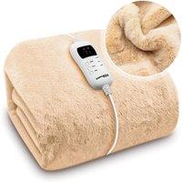 Dreamcatcher Electric Heated Blanket Throw Soft Fleece Faux Fur Polyester Washable Overblanket 9 Timer & Heat Settings 160 x 130cm