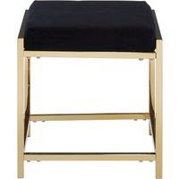 Orsina Powder Blue Velvet & Silver Stool, Square Padded Seat With Stainless Steel Base, Upholstered Stool in Black