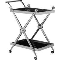 Orsina Elegant 2 Tier Rose Gold & Cross Design Trolley, Durable Drinks Trolley, Steel Kitchen Island Trolley in Silver