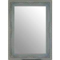 Orsina Baroque Rectangular Antique Grey Wall Mirror, Vintage-Inspired Large Decorative Mirror, Natural Wooden Mirror