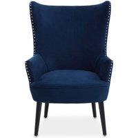 Orsina Blue Wingback Lounge Arm Chair, High Back Fabric Living Room Chair, Mid Century Arm Chair with Fabric
