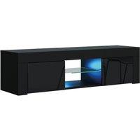 Mex Furniture LTD TV Unit with LED Lights & Gloss Doors / 130cm in Black