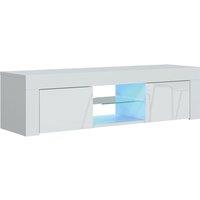 Mex Furniture LTD TV Unit with LED Lights & Gloss Doors / 130cm in White