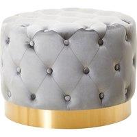 Orsina Velvet Stool with Matte Gold Finish Metal Base, Supportive & Easy Assemble Velvet Stool in Grey