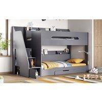 Flair Slick Staircase Bunk Bed with Storage in Grey | Size: Single