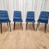KOSY KOALA Dining Chairs Set Of 4 Blue Tufted Chairs Velvet Chairs, Soft Padded Seat Chairs