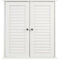 Orsina White Wood 2 Door Wall Cabinet, Decorative Wall Cabinet With Doors & Shelves, Kitchen Wall Storage Unit