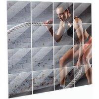 Trendi Set of 16 Frameless 30x30cm Glass Wall Mirror Tiles in Clear | Size: 4 Pack