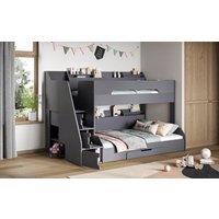 Flair Slick Staircase Triple Bunk Bed with Storage in Grey | Size: Single