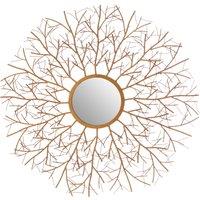 Orsina Delicate Twig Wall Mirror Luxurious Round Accent Mirror Contemporary Design Decorative Round Mirror in Gold