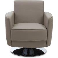 Orsina Grey Leather Effect Arm Chair, Leather Living Room Chair with Chrome Base, Upholstered Dining Chair in Brown
