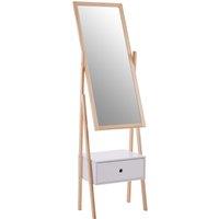 Orsina Full Length Mirror Stand, Modern Ladder Design Large Bathroom Mirror, Stable Design Large Tall Mirror Stand in Natural