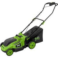 MYLEK Cordless Lawnmower Brushless Motor & 2 x 20V 4.0Ah Batteries & Charger in Green