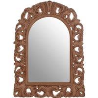 Orsina Antique Brown Arc Leaf Wall Mirror, Classical Dressing Mirror, Wall Mirror With Fleur-de-Lis & Leaf Details