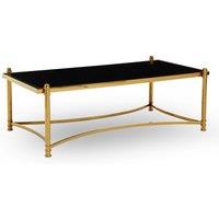 Orsina Stylish Clear & Silver Coffee Table, Spacious Glass Topped Table, Modern Metallic Finished Coffee Table in Gold
