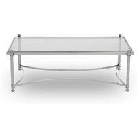 Orsina Stylish Clear & Silver Coffee Table, Spacious Glass Topped Table, Modern Metallic Finished Coffee Table