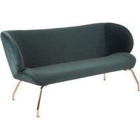 Orsina Green 2 Seat Sofa with Gold Metal Legs, Curved Backrest Upholstered Fabric Couch, Modern Two Seater Sofa