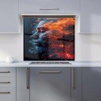 Warren Reed - Designer Fiery Mindscape: Portrait In Flames Kitchen Splashback | Size: 700mm x 650mm