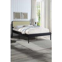SlumberWorx Cheshunt Black Metal Rattan Headboard Bed Frame | Size: Double
