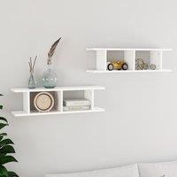 Berkfield Home Wall Shelves 2 pcs White 75x18x20 cm Engineered Wood | Size: 75 x 18 x 20 cm
