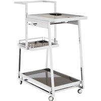 Orsina Durable 3 Tier Silver Finish Trolley, Elegant Garden Drinks Trolley For Parties, Steel Kitchen Trolley