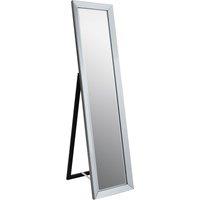Orsina Silver Freestanding Floor Mirror, Modern Style Full Length Wooden Mirror, Silver Framed Dressing Mirror