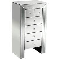 Orsina 6 Drawers Mirrored Chest, Modern chest of drawers, Spacious Storage Chest For Living Room, Delivered Fully Assembled in Silver