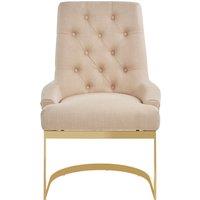 Orsina Luxurious Natural Dining Chair, Gold Finish Accent Chair With Button Tufted Backrest, Armless Modern Chair