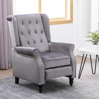 LUXURY LIFE Althorpe Reclining Velvet Armchair Manual Push Back Recliner in Grey