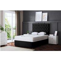 DS Living Seraphine Black Divan Bed with Headboard | Size: Double