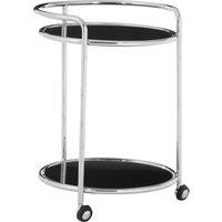 Orsina Movable Round Silver Finish Trolley, Tempered Glass Drinks Trolley For Parties, Elegant Kitchen Trolley