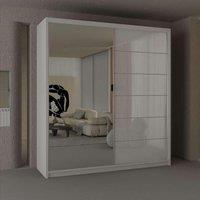 Sliding Wardrobes 4U Fusion High Gloss Sliding Mirror Door Wardrobe 150cm X 200cm in White | Size: 150 cm X 200 cm