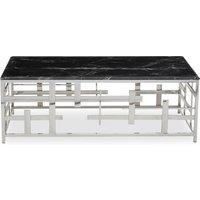 Orsina Geometric Style Black Marble Coffee Table, Spacious Rectangular Table, Versatile Decorative Table For Patio